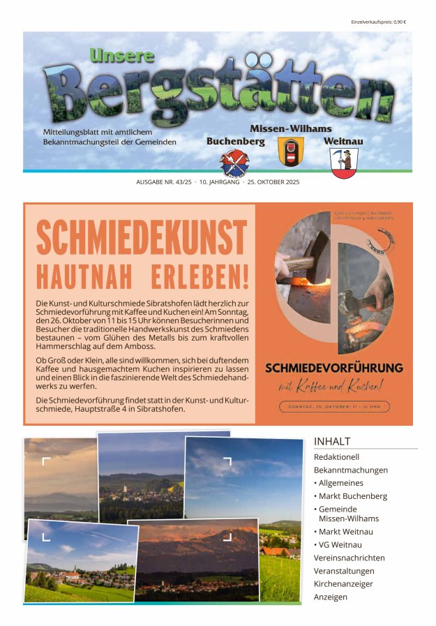 Unsere Bergstätten Mitteilungsblatt mit amtlichem Bekanntmachungsteil Titelblatt 43/2025