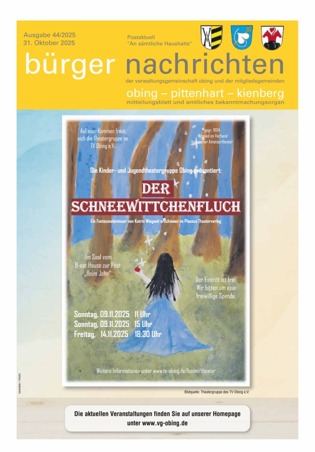 Bürger Nachrichten Obing Pittenhart Kienberg Titelblatt 44/2025