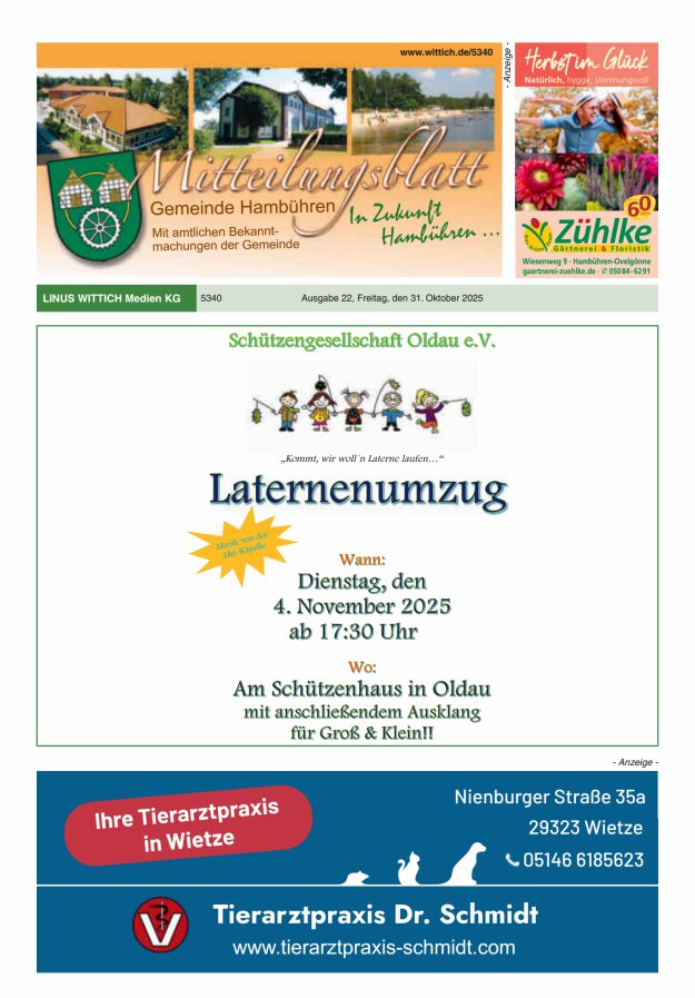 Mitteilungsblatt der Gemeinde Hambühren Titelblatt 22/2025