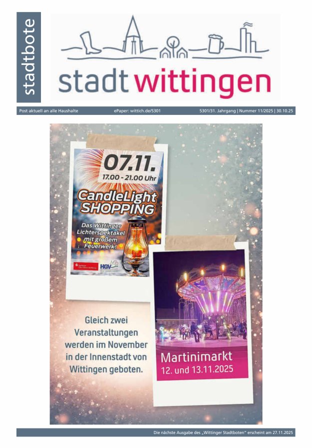 Wittinger Stadtbote Titelblatt 11/2025