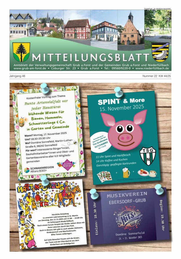 Amts- und Mitteilungsblatt der VGem Grub a.Forst Titelblatt 22/2025