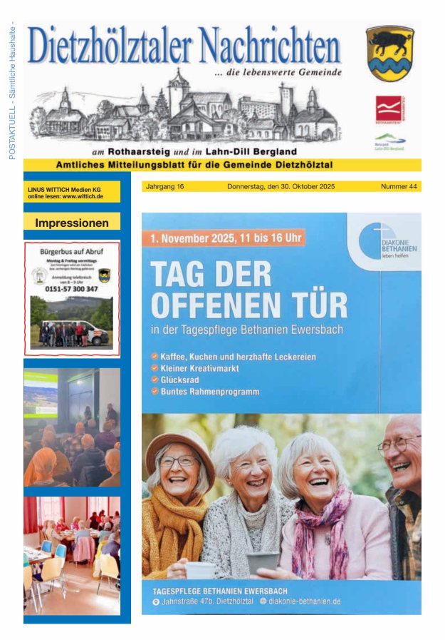 Dietzhölztaler Nachrichten Titelblatt 44/2025