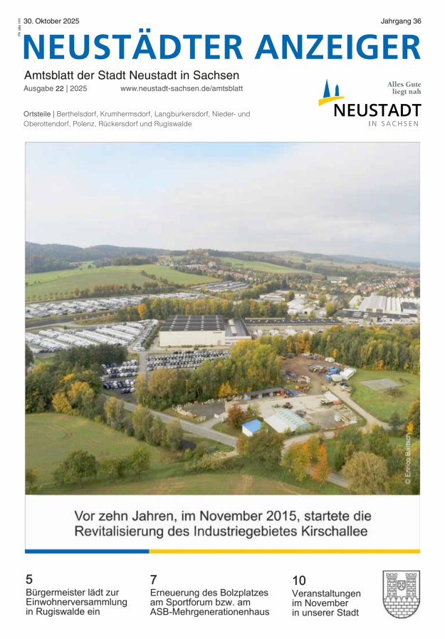 Neustädter Anzeiger - Amts- und Heimatblatt der Stadt Neustadt in Sachsen Titelblatt 22/2025