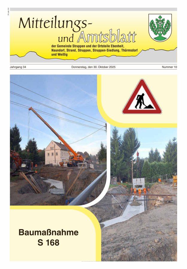 Mitteilungs- und Amtsblatt der Gemeinde Struppen und der Ortsteile Titelblatt 10/2025