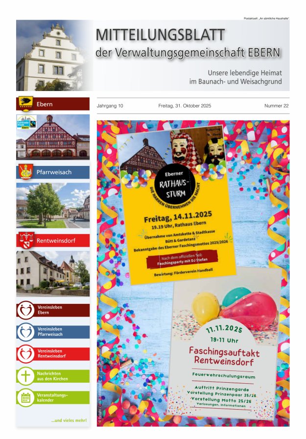 Mitteilungsblatt der Verwaltungsgemeinschaft Ebern Titelblatt 22/2025