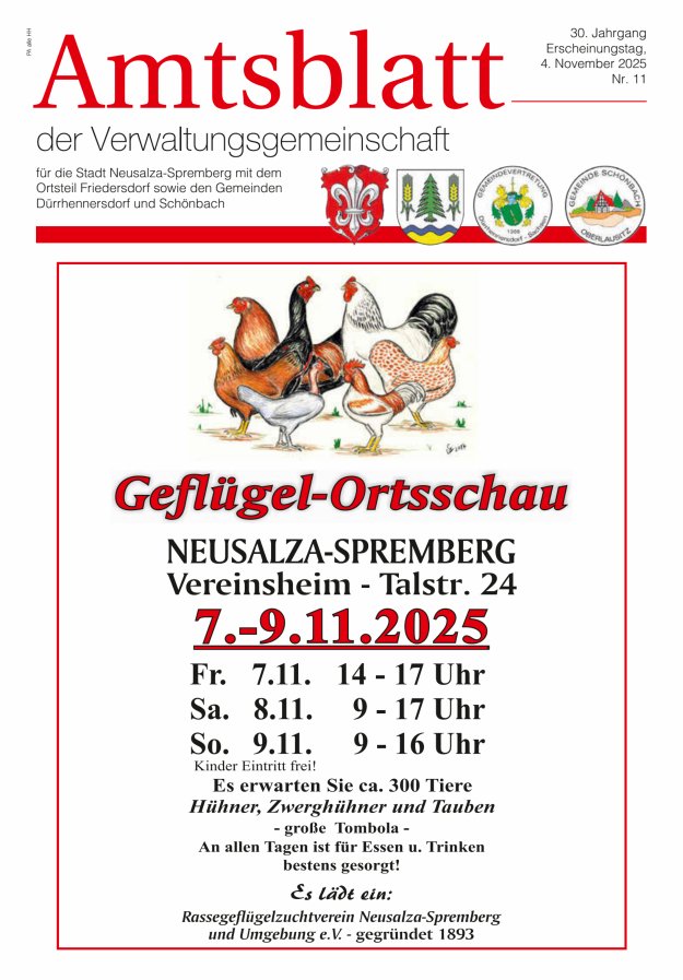 Amtsblatt der Verwaltungsgemeinschaft für die Stadt Neusalza-Spremberg Titelblatt 11/2025