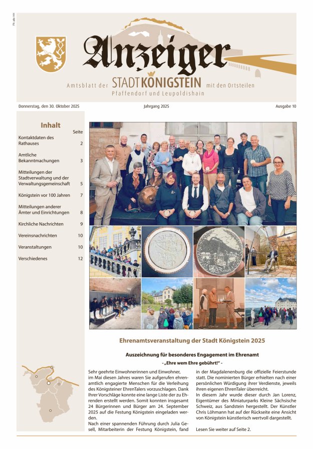 Amtsblatt der Stadt Königstein Titelblatt 10/2025