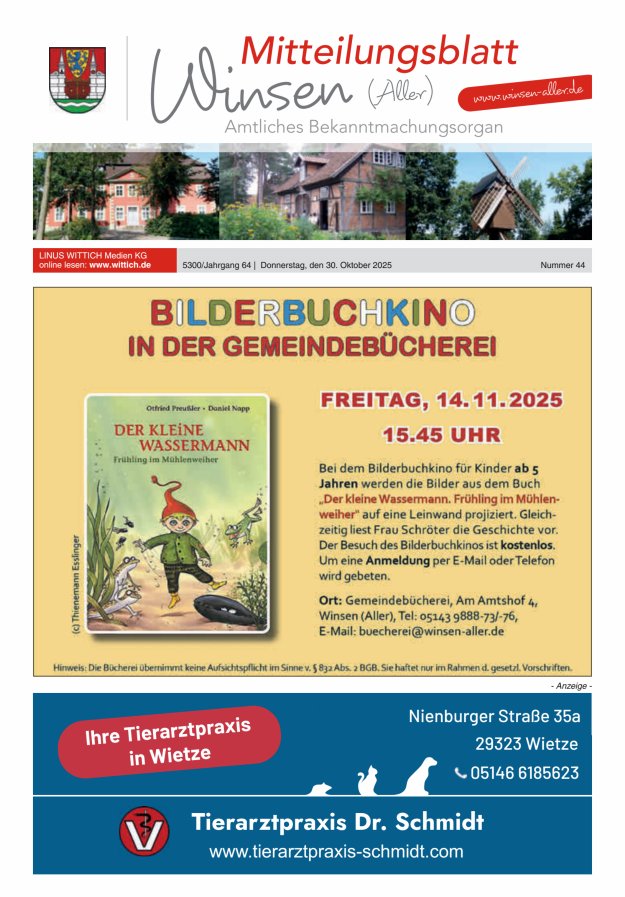 Mitteilungsblatt der Gemeinde Winsen Titelblatt 44/2025