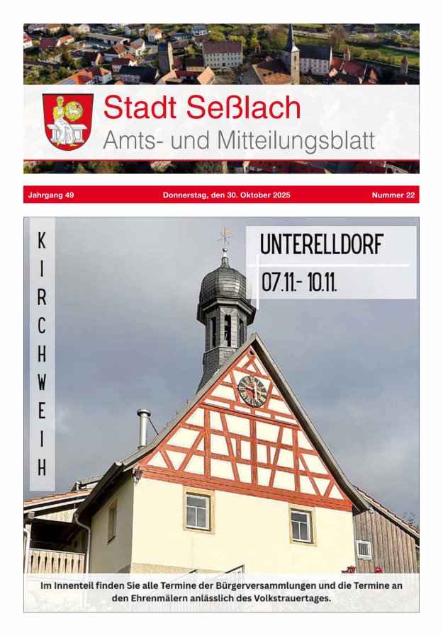 Amts- und Mitteilungsblatt Stadt Seßlach Titelblatt 22/2025