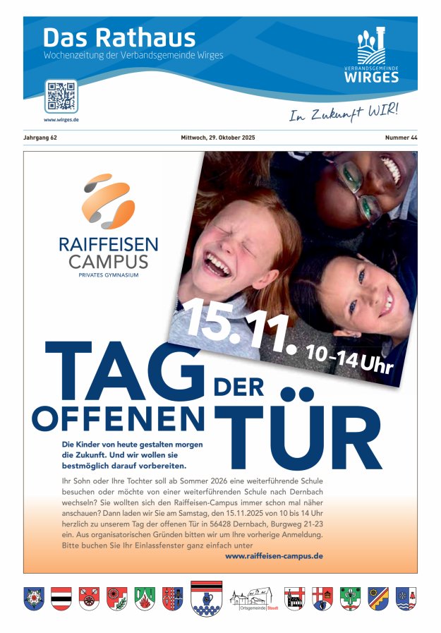 Das Rathaus - Informationen für die Bürger in der VG Wirges Titelblatt 44/2025