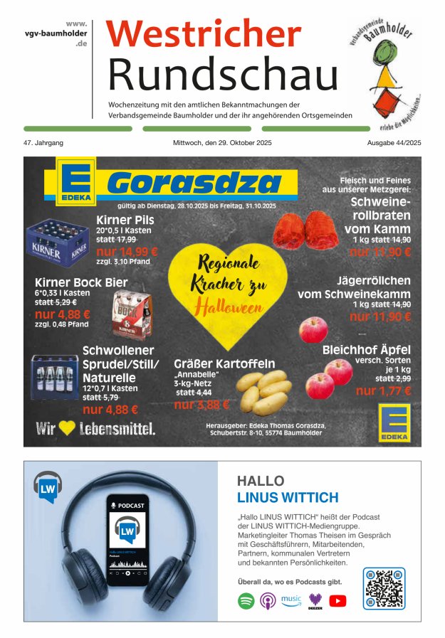 Westricher Rundschau VG Baumholder Titelblatt 44/2025
