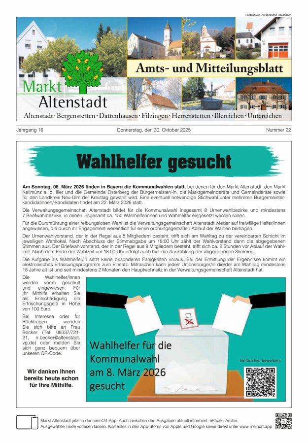 Amts- und Mitteilungsblatt des Marktes Altenstadt Titelblatt 22/2025