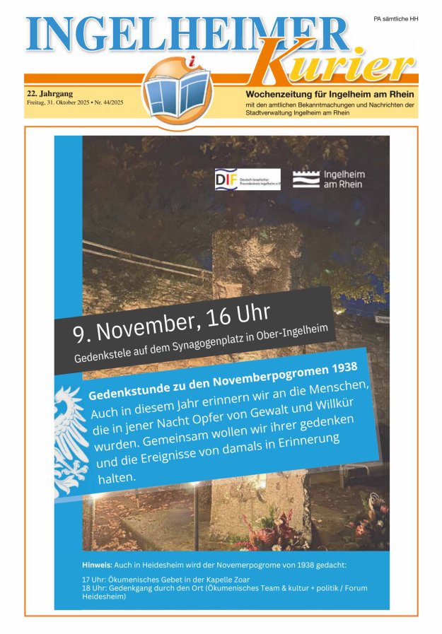 Ingelheimer Kurier Titelblatt 44/2025