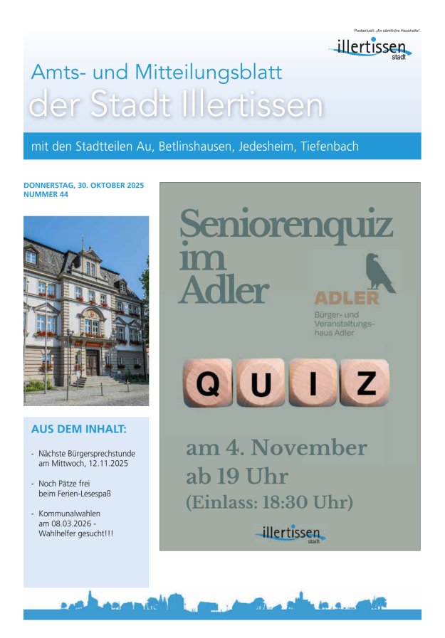 Amts- und Mitteilungsblatt Stadt Illertissen Titelblatt 44/2025