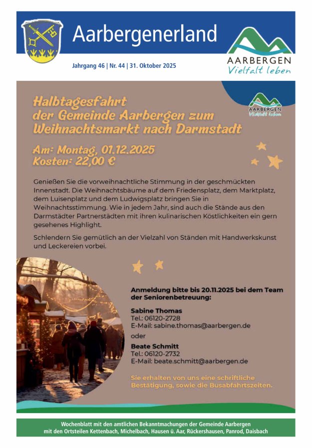 Aarbergenerland - Wochenblatt mit den amtlichen Bekanntmachungen Titelblatt 44/2025