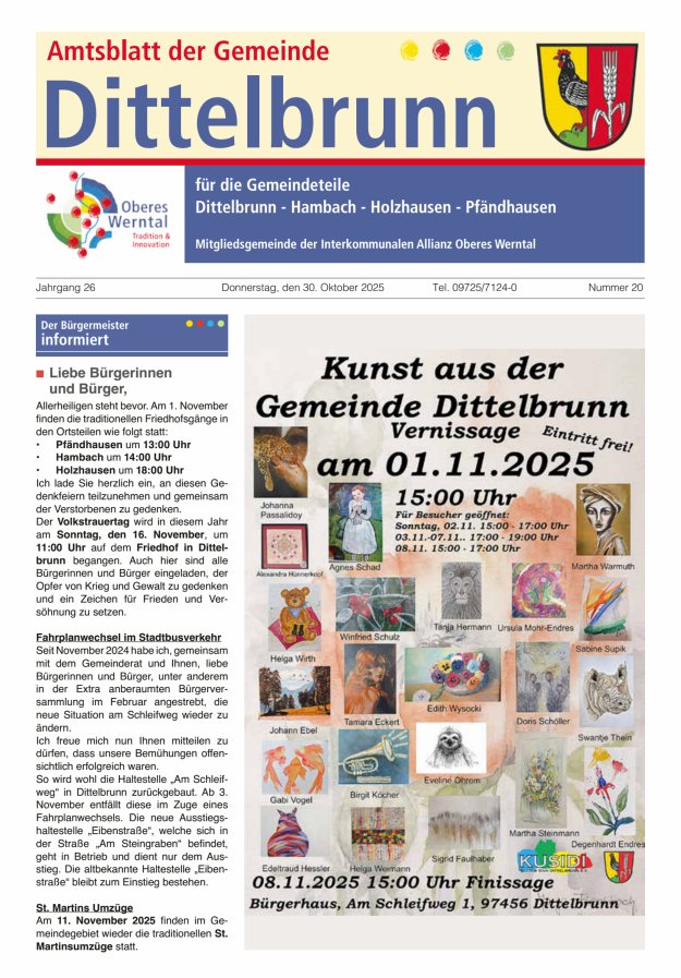 Amtsblatt der Gemeinde Dittelbrunn Titelblatt 20/2025