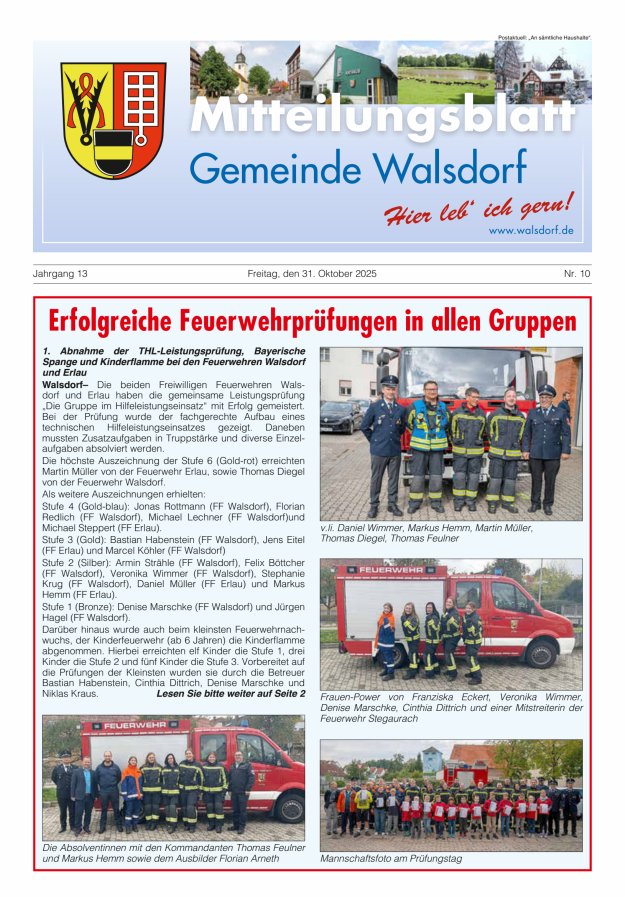 Mitteilungsblatt Gemeinde Walsdorf Titelblatt 10/2025