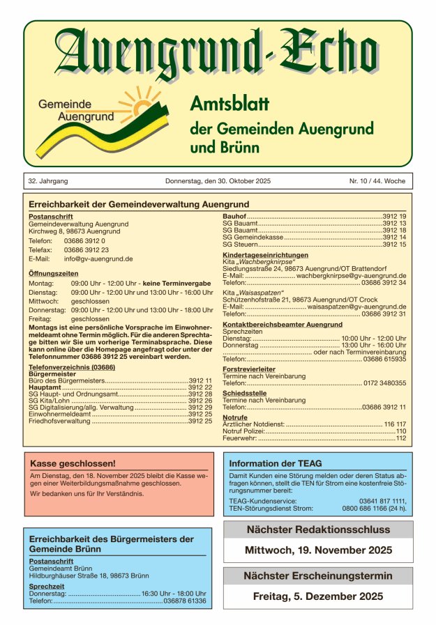 Auengrund-Echo Titelblatt 10/2025