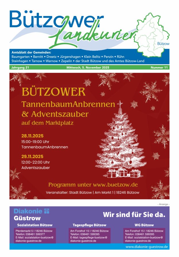 Bützower Landkurier Titelblatt 11/2025