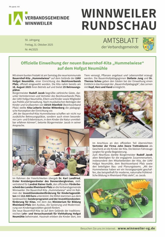 Winnweiler Rundschau Titelblatt 44/2025