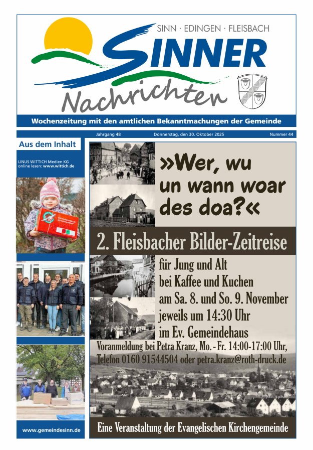 Sinner Nachrichten Titelblatt 44/2025