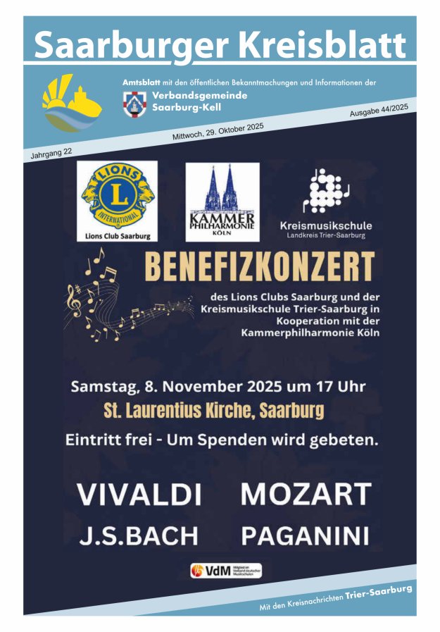 Saarburger Kreisblatt Titelblatt 44/2025