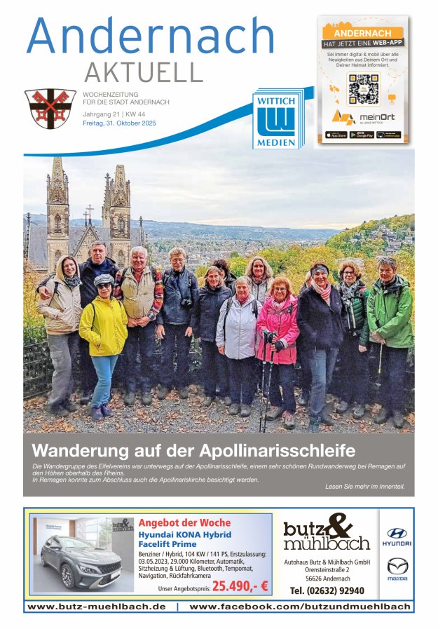 Andernach aktuell Titelblatt 44/2025