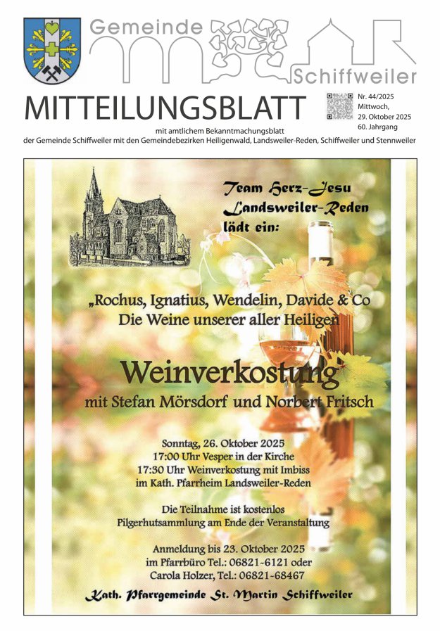 Mitteilungsblatt Schiffweiler Titelblatt 44/2025