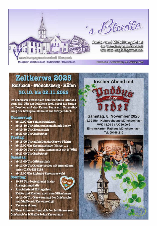 Amts- und Mitteilungsblatt VGem Diespeck Titelblatt 44/2025