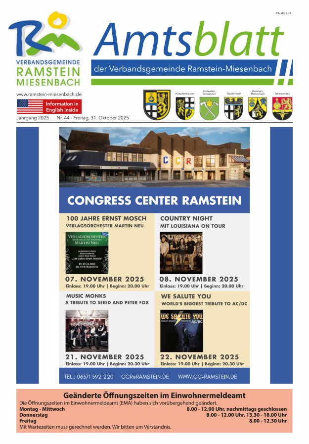 Amtsblatt VG Ramstein-Miesenbach Titelblatt 44/2025