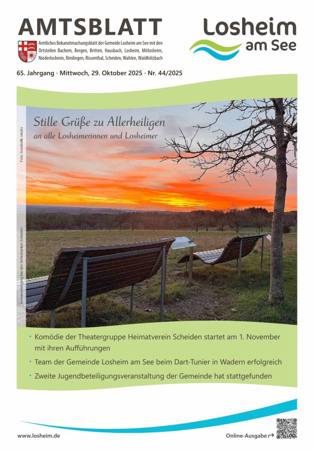Amtliches Bekanntmachungsblatt der Gemeinde Losheim am See Titelblatt 44/2025