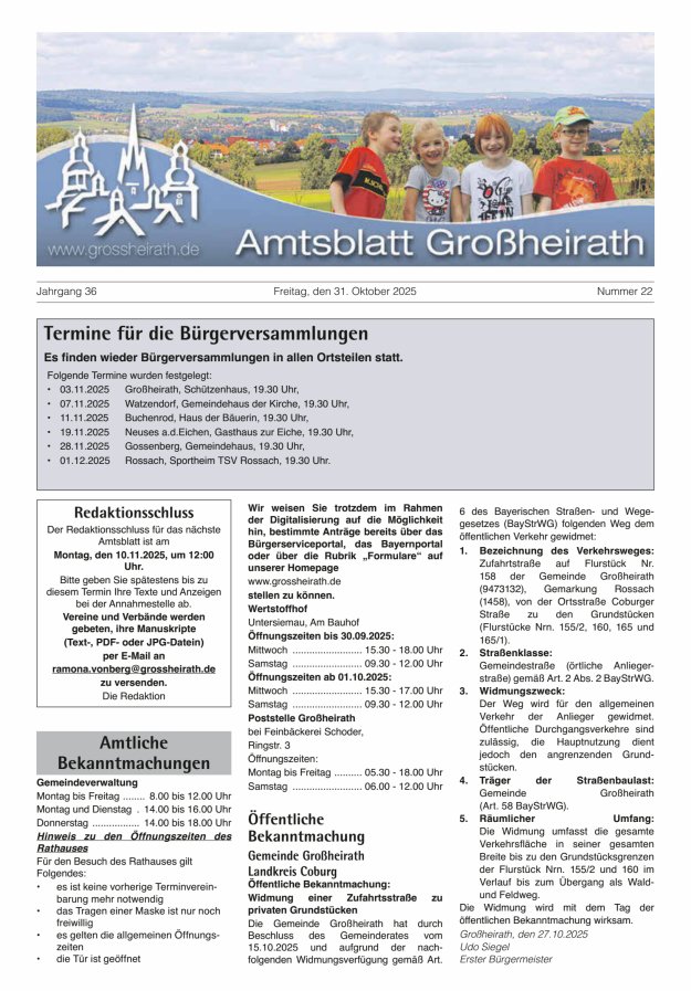 Amtsblatt Großheirath Titelblatt 22/2025