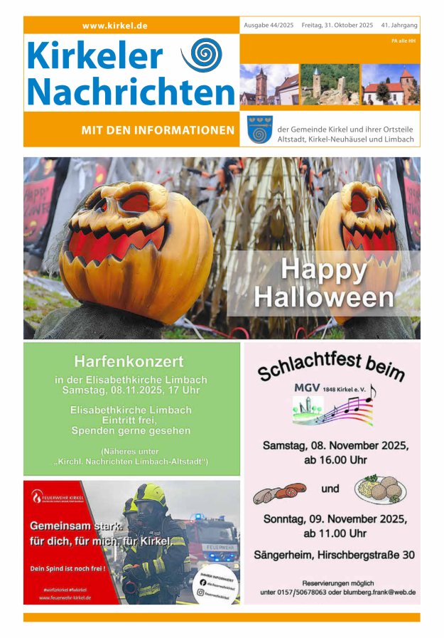 Kirkeler Nachrichten Titelblatt 44/2025