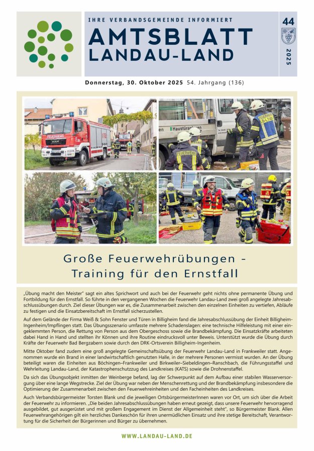 Amtsblatt VG Landau-Land Titelblatt 44/2025