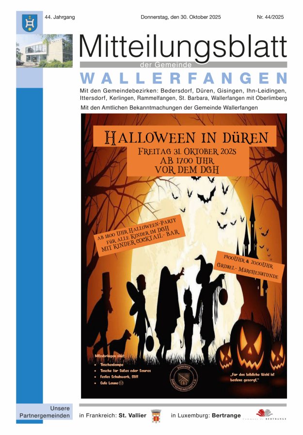 Mitteilungsblatt Gemeinde Wallerfangen Titelblatt 44/2025