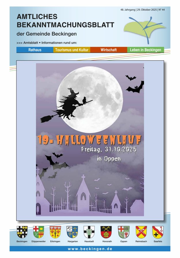 Amtsblatt Beckingen Titelblatt 44/2025