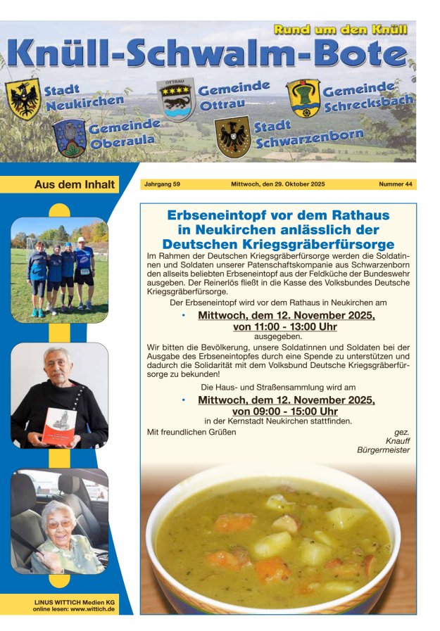 Knüll-Schwalm-Bote Titelblatt 44/2025