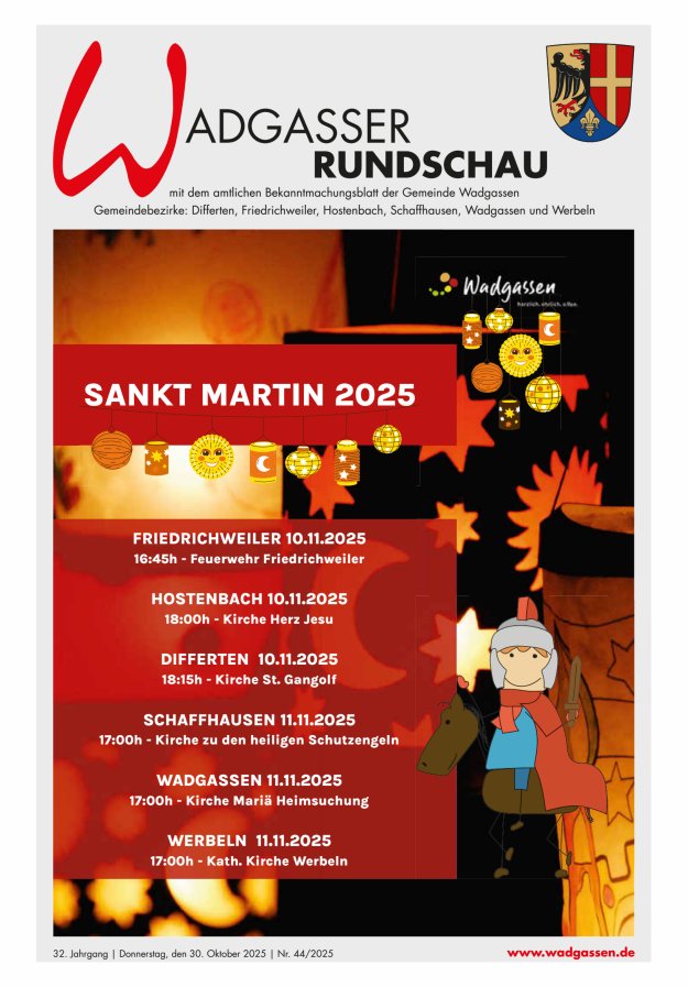 Wadgasser Rundschau Titelblatt 44/2025