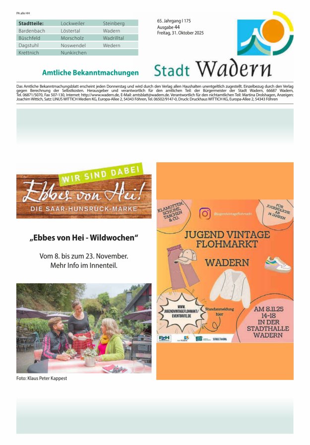 Stadt Wadern Titelblatt 44/2025
