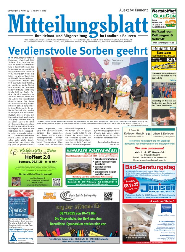 Mitteilungsblatt LK Bautzen Ausgabe Kamenz Titelblatt 43/2025
