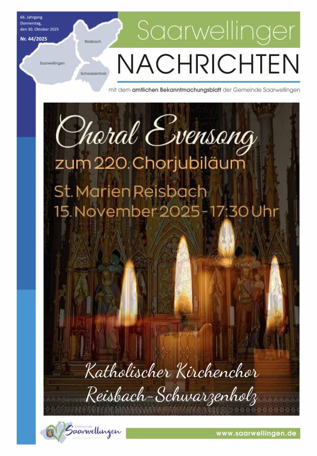 Saarwellinger Nachrichten Titelblatt 44/2025