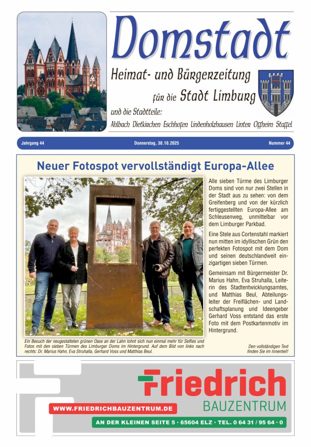 Domstadt - Heimat- und Bürgerzeitung für die Stadt Limburg Titelblatt 44/2025