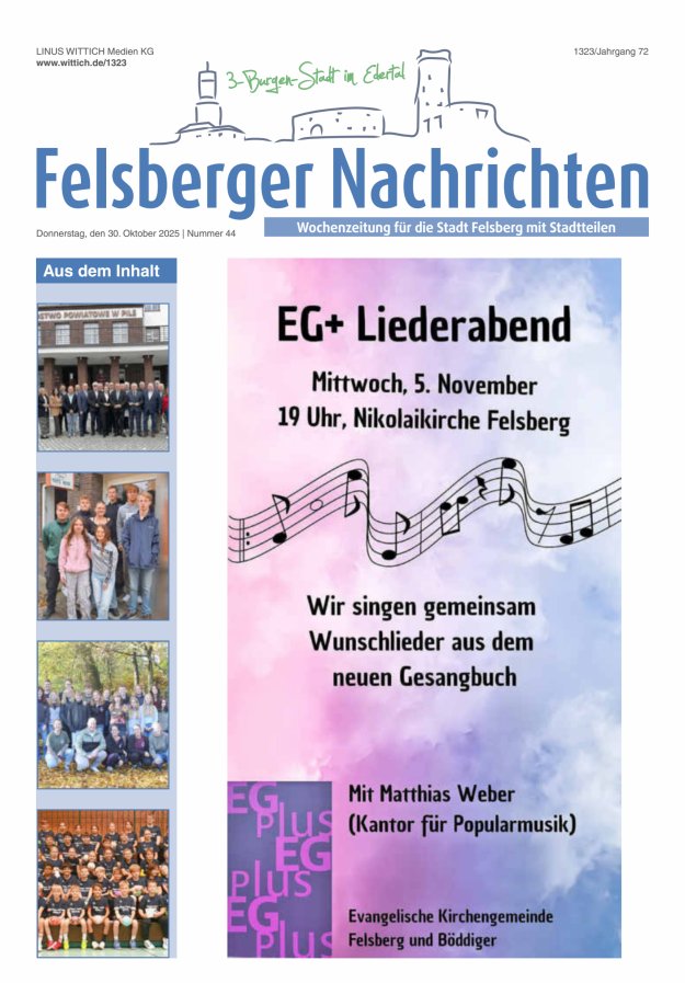 Felsberger Nachrichten Titelblatt 44/2025