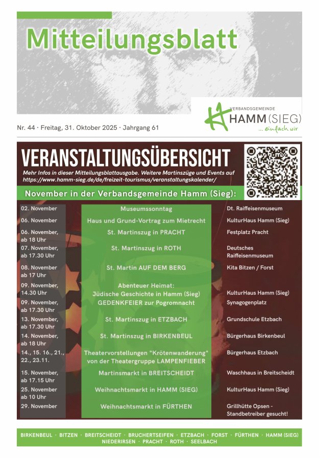 Mitteilungsblatt Hamm (Sieg) Titelblatt 44/2025