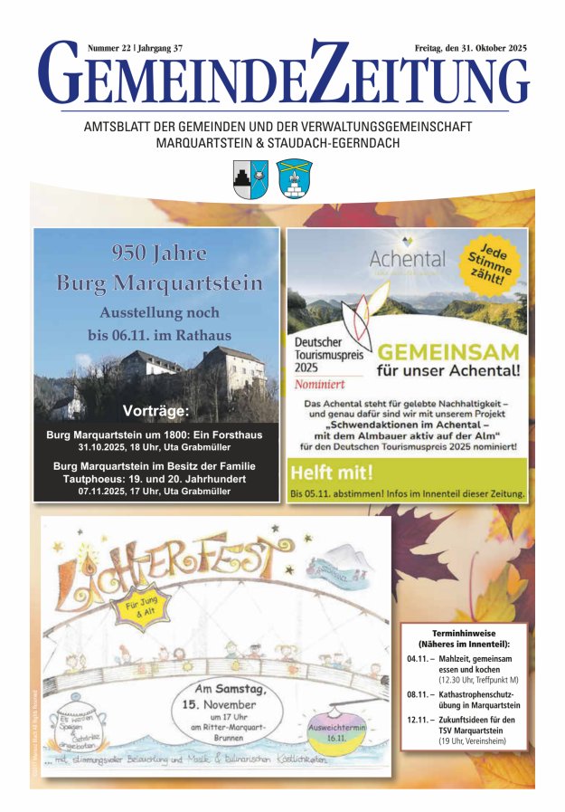 Marquartsteiner und Staudach-Egerndacher Nachrichten Titelblatt 22/2025