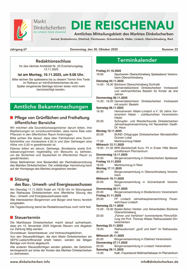 Die Reischenau Titelblatt 22/2025