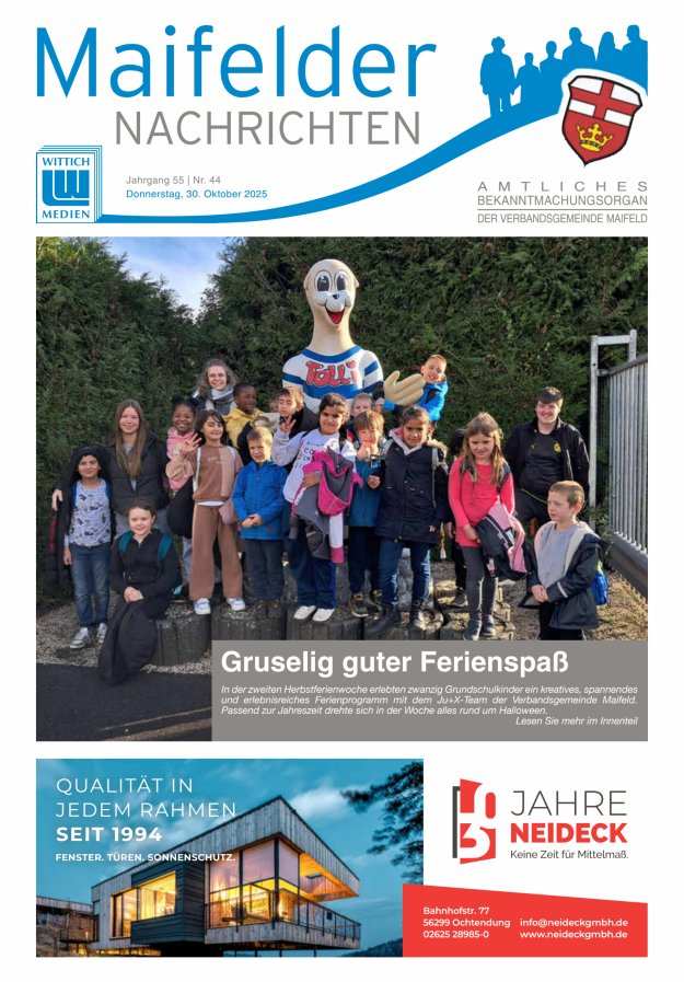Maifelder Nachrichten - Wochenzeitung der Verbandsgemeinde Maifeld Titelblatt 44/2025
