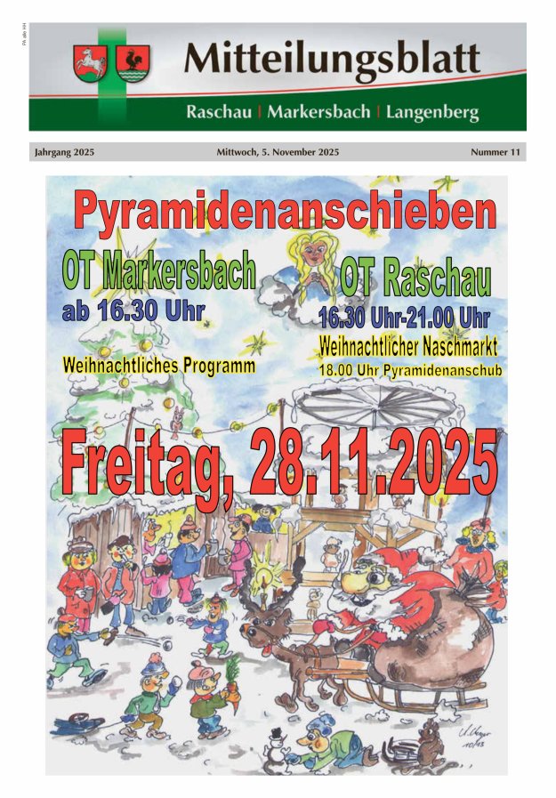 Mitteilungsblatt der Gemeinde Raschau-Markersbach Titelblatt 11/2025