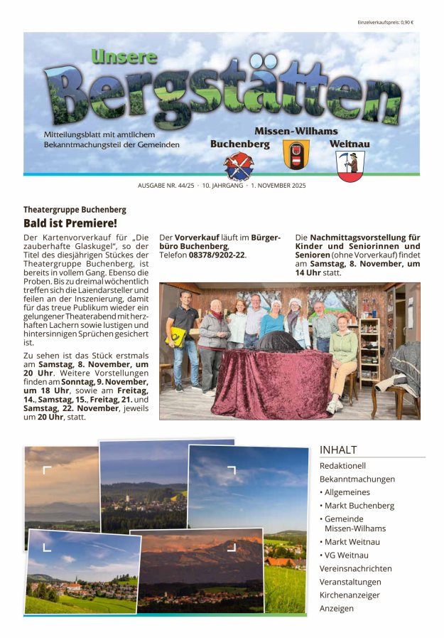 Unsere Bergstätten Mitteilungsblatt mit amtlichem Bekanntmachungsteil Titelblatt 44/2025