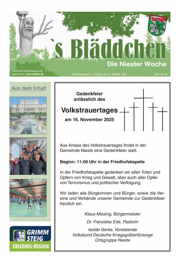 Niester Woche Titelblatt 22/2025